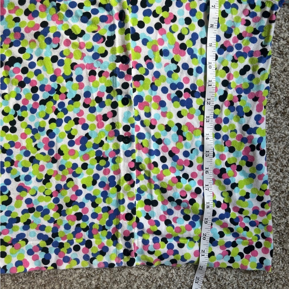 August Silk Multicolor Colorful Polka Dot Rainbow Fitted Notched Collar Cardigan - Picture 6 of 6